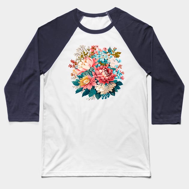Vintage exotic flowers Chrysanthemum Morifolium Gardening Flowers Mix krizantem bouquet floral poster Holiday Baseball T-Shirt by sofiartmedia